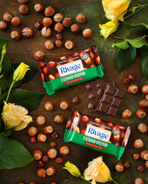 Тёмный шоколад «Rivage» с цельным фундуком